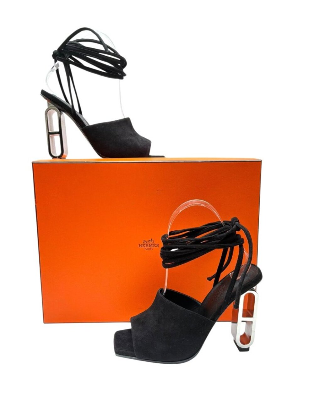 HERMES Black Suede Image 100 Sandal sz 6